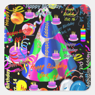 14 octobre Autocollants d'anniversaire pour enfant