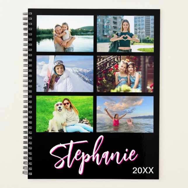 14 Photo Collage Personalized Hot Pink Black (Devant)