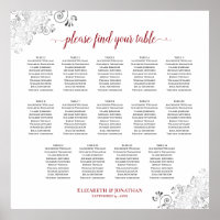 14 Tableau Mariage à la frilée Tableau Sièges blan