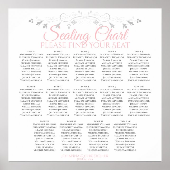 14 Tableau Mariage rose et gris (Devant)