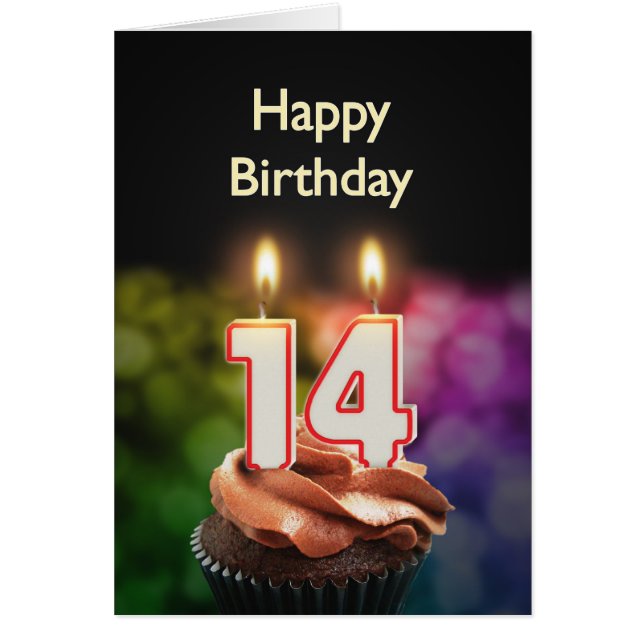 14e anniversaire avec gâteau et bougies (Devant)