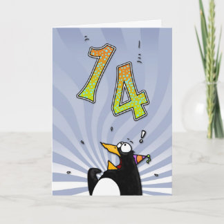 14e anniversaire - Carte de surprise de pingouin