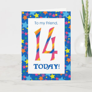 14e Anniversaire Carte pour Ami, Grandes et Étoile