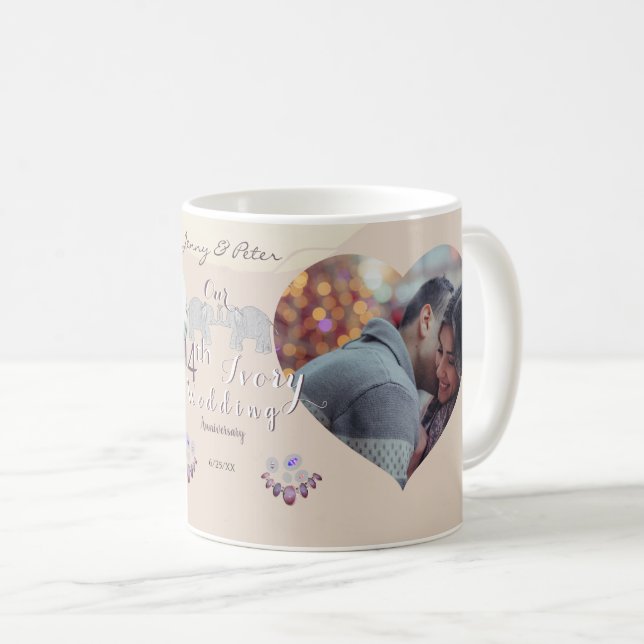 14e anniversaire du Mariage Mug de café ivoire (Devant droit)