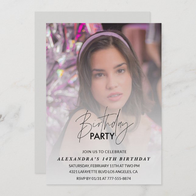 14e anniversaire invitation Anniversaire Fête Phot (Devant / Derrière)