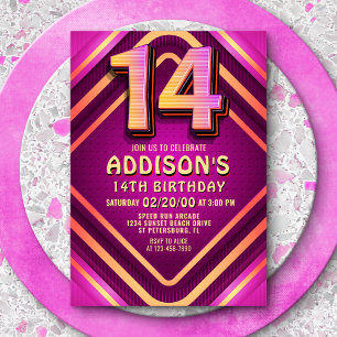14e anniversaire Neon Invitation