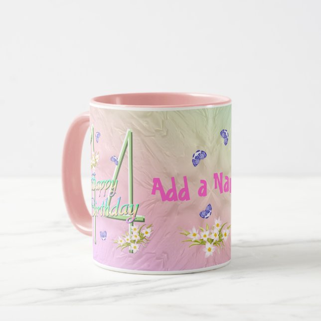 14e anniversaire papillon de jardin Mug (Devant gauche)