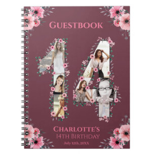 14e anniversaire Photo Collage rose Fleur Livre d'