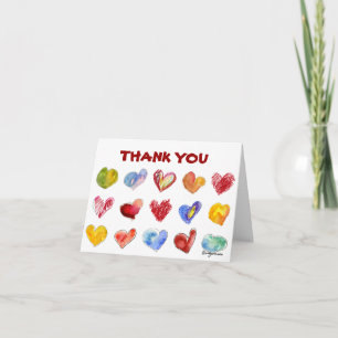 15 cartes de remerciements de coeurs d'amour