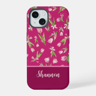 15 Coque iPhone aux Tulipes Roses avec Rubans