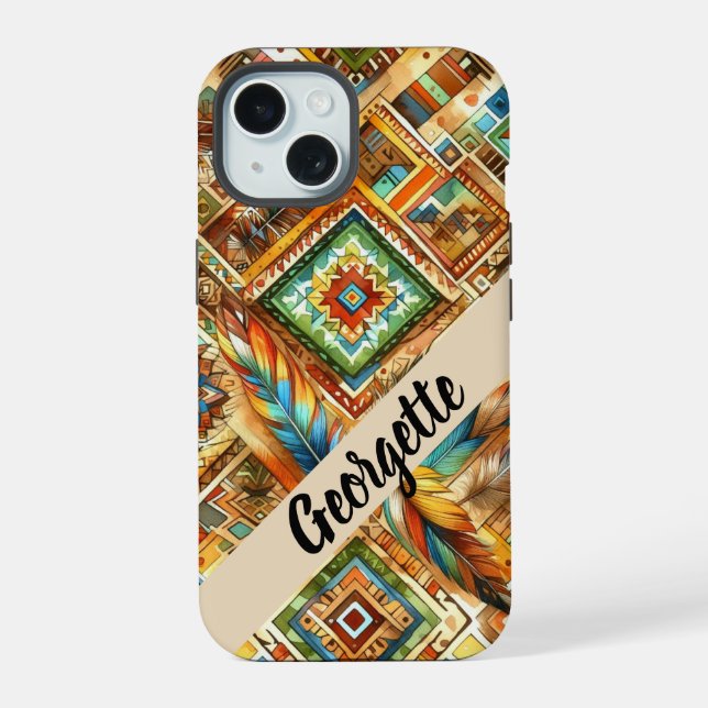 15 Coque iphone d'impression autochtone coloré (Verso)