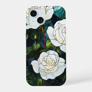 15 Coque iphone en verre tendu, Roses blanches