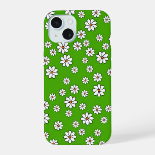 15 Coque Iphone fleurs blanches sur tapis vert