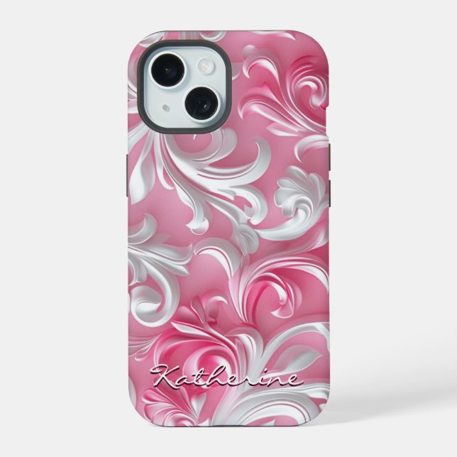 15 Coque iphone floral rose mou personnalisé| Rose et (Verso)