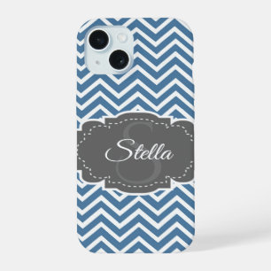 15 Coque iphone personnalisé Blue Chevron