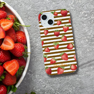 15 Coque iPhone personnalisée Rayures Cocoa Fraise