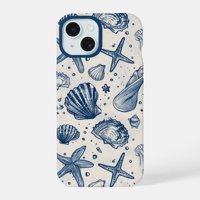 15 Coque pour iPhone Coquillage Océan Bleu Nautique E (Verso)