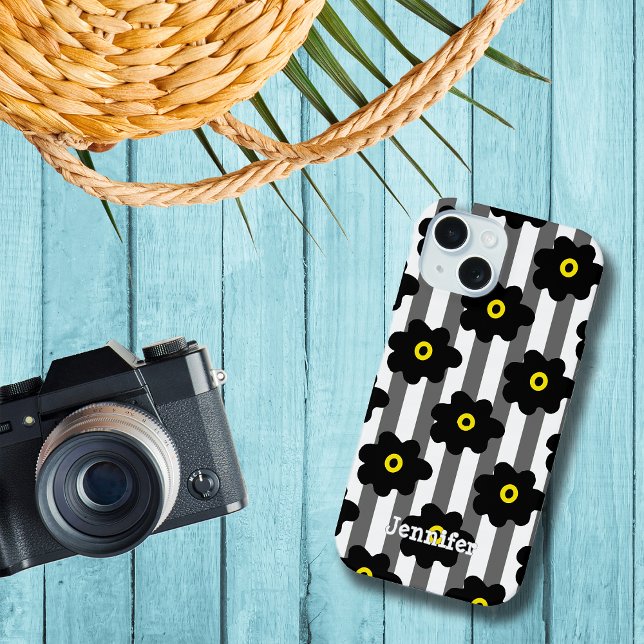 15 Flower Power Stripes Personnaliser le Coque iphone (Créateur téléchargé)