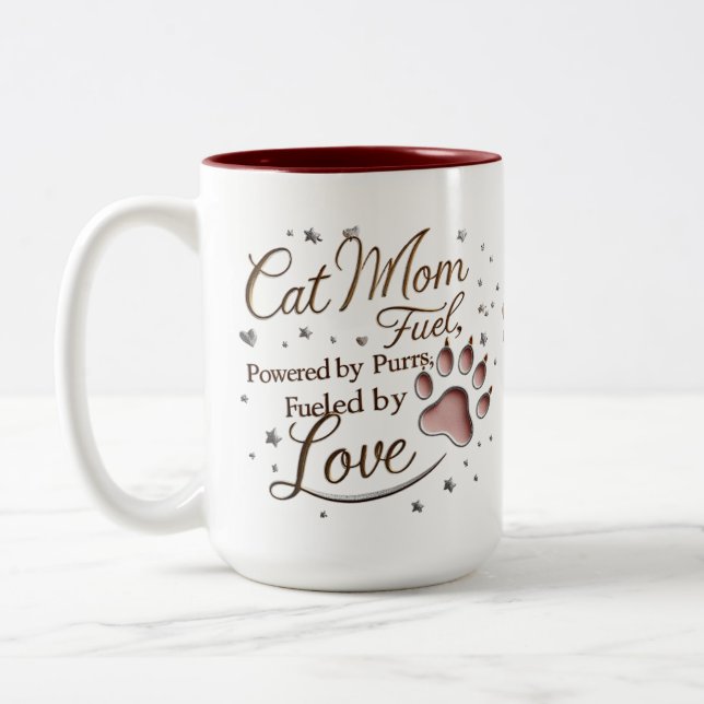 15 oz Chat Maman Mug à deux tonalités - Pâtes mign (Gauche)