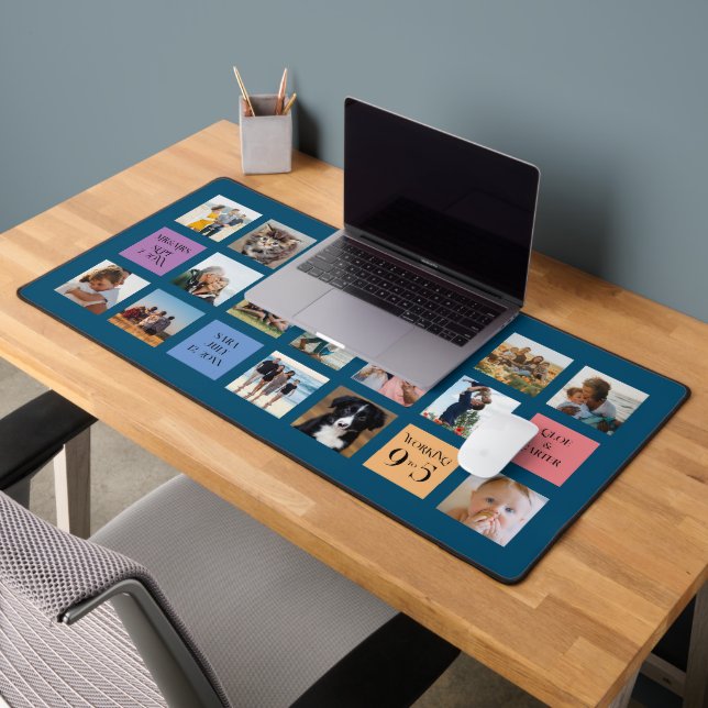 15 Photo, 6 Bloc de couleur sur fond bleu (Bureau 2)