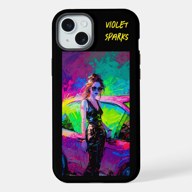 15 Plus Chic Pop Art Anime Femme avec coque iphone voiture (Verso)