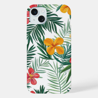 15 Plus Coque pour IPhone avec feuilles tropicaux