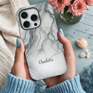 15 Pro Coque iphone personnalisé en marbre gris