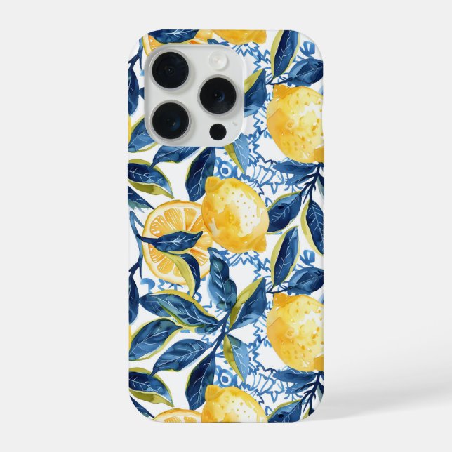 15 Pro Coque pour iPhone motif citron style Méditerranéen (Verso)