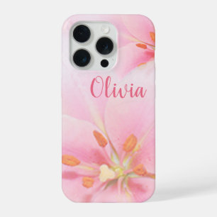 15 Pro iPhone 15pro Coque rose Lily Lady/Fille/Femme