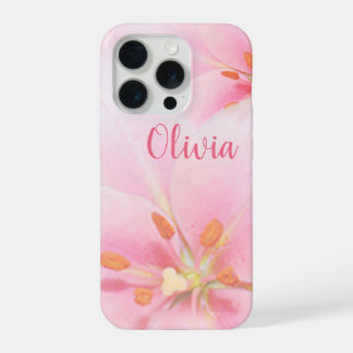 15 Pro iPhone 15pro Coque rose Lily Lady/Fille/Femme