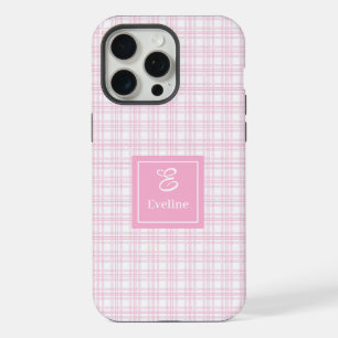 15 Pro Max Coque iPhone à carreaux rose chic – Création perso