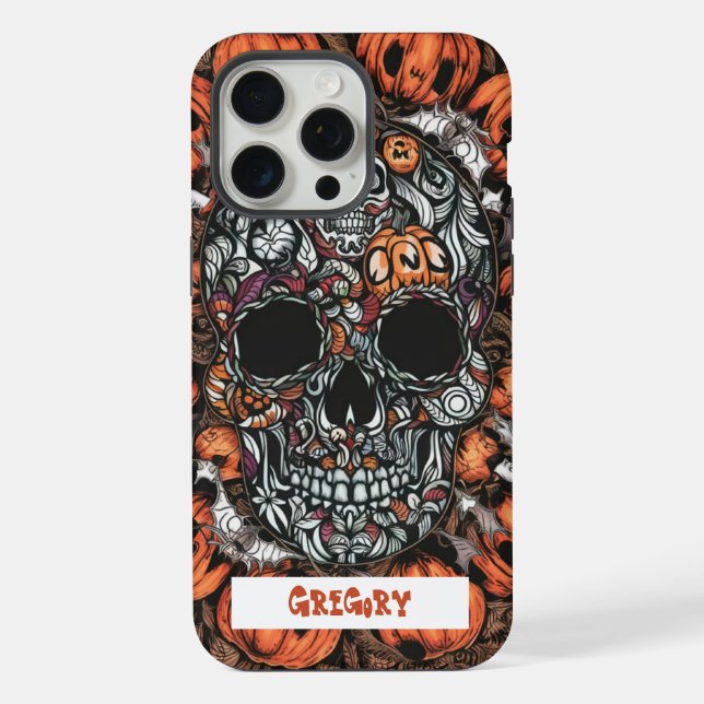 15 Pro Max Coque iphone crâne et Citrouille (Verso)