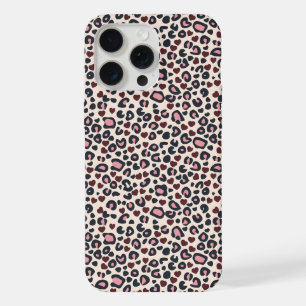 15 Pro Max Coque iphone Empreinte de léopard de coeur rose