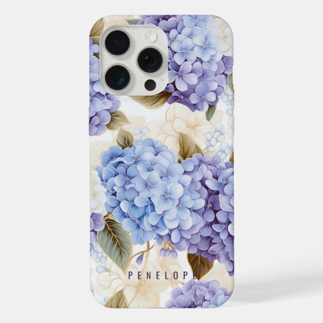 15 Pro Max Coque iphone personnalisé Purple Blue hydrangea (Verso)