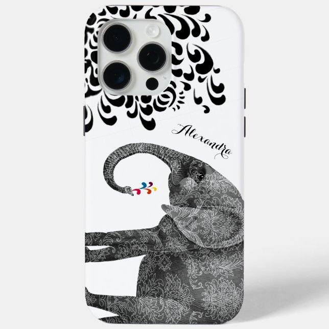 15 Pro Max Eléphant Damask iPhone 6 coque personnalisé (Verso)
