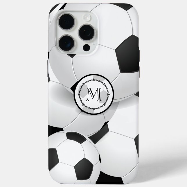 15 Pro Max Monogramme coque iphone de balle de soccer (Verso)