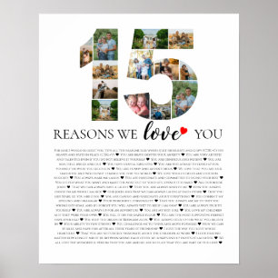 15 raisons pour lesquelles je t'aime Affiche photo