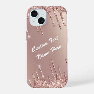 15 Rose Parties scintillant or coque iphone texte per