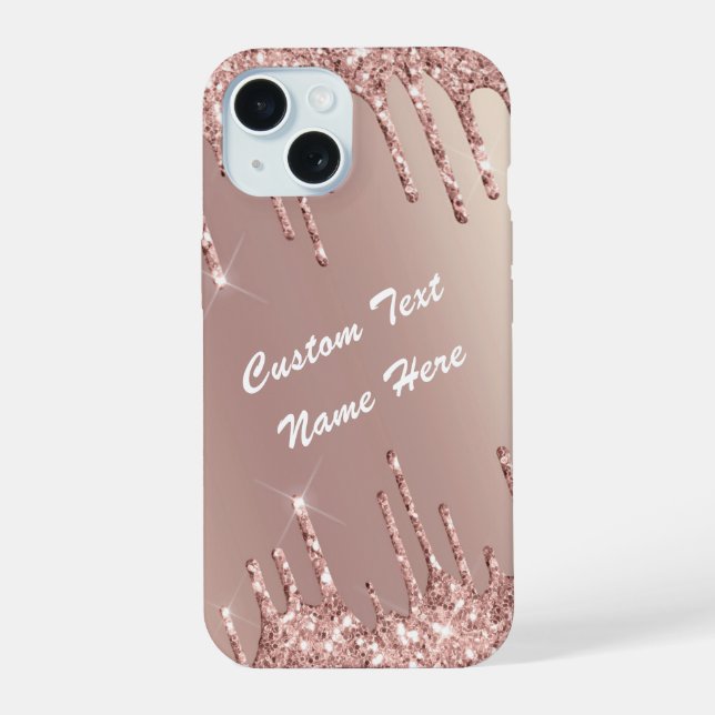 15 Rose Parties scintillant or coque iphone texte per (Verso)