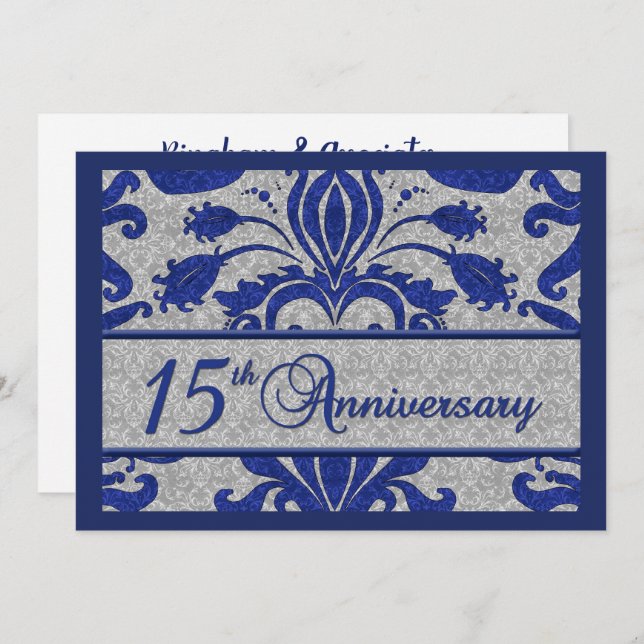 15e anniversaire Business Faire-part Blue (Devant / Derrière)