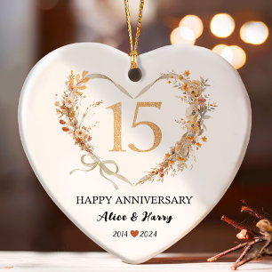 15e anniversaire du Mariage Gold Hearts Couple Pho