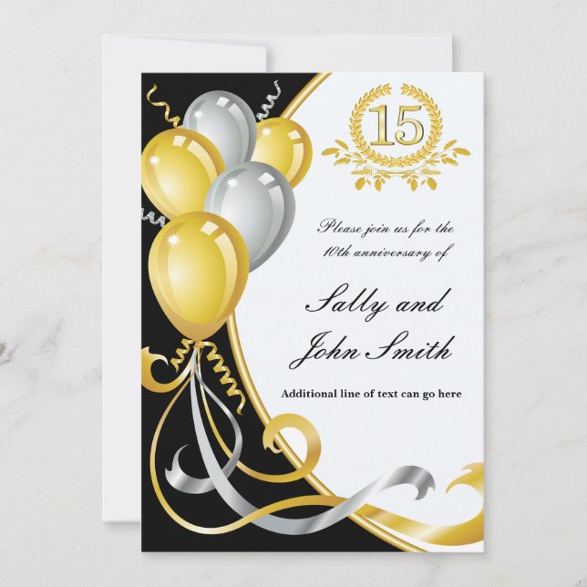 15e anniversaire Gold & Silver Invitation d'annive (Devant)