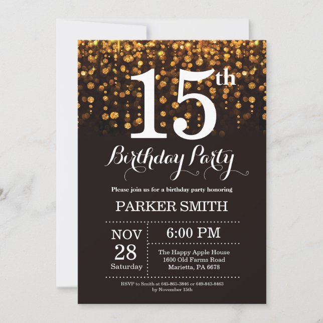 15e anniversaire Invitation Parties scintillant d' (Devant)