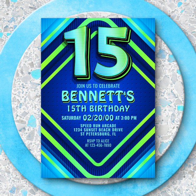 15e anniversaire Neon Invitation (Créateur téléchargé)