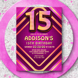 15e anniversaire Neon Invitation