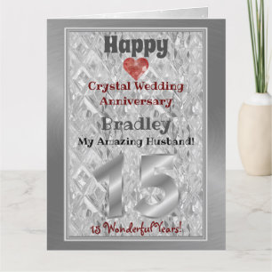 15e Carte d'anniversaire de Mariage de cristal pou