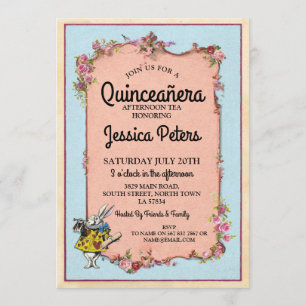 15e Quinceanera Party Wonderland Rabbit Invitation