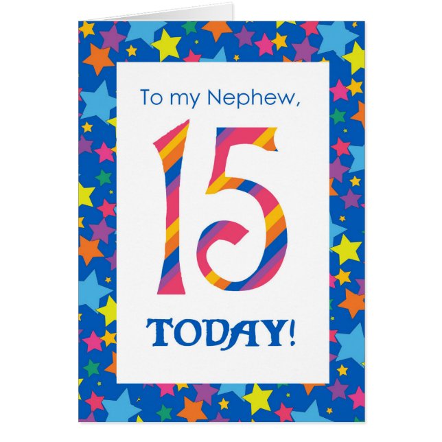 15ème Carte d'anniversaire pour le neveu, les (Devant)