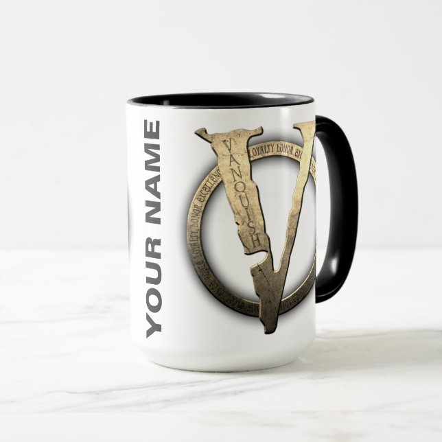 15oz CUSTOM "V" avec nom Coffee Mug (Devant droit)