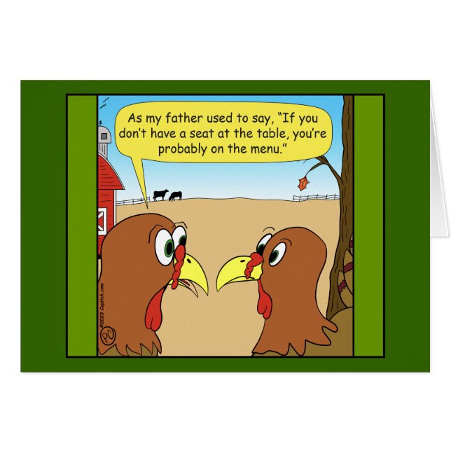 1606 Siège à la table Thanksgiving dessin animé (Devant horizontal)